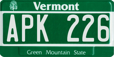 VT license plate APK226