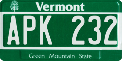 VT license plate APK232
