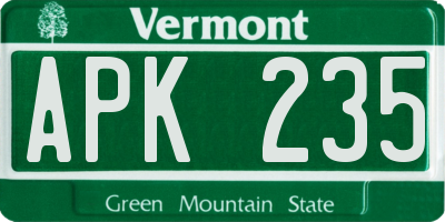 VT license plate APK235
