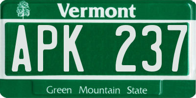 VT license plate APK237