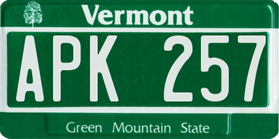 VT license plate APK257