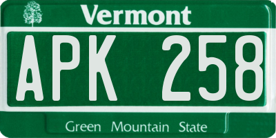 VT license plate APK258