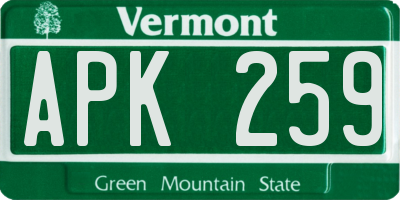 VT license plate APK259