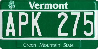 VT license plate APK275