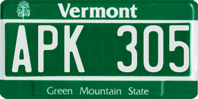 VT license plate APK305