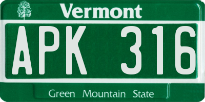 VT license plate APK316