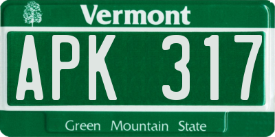 VT license plate APK317