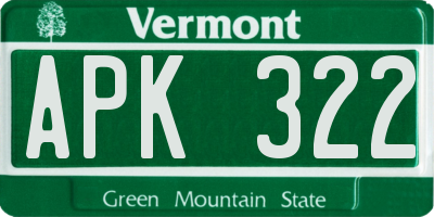 VT license plate APK322