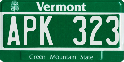 VT license plate APK323