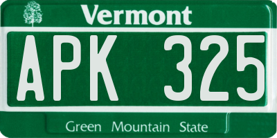 VT license plate APK325