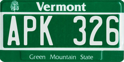 VT license plate APK326