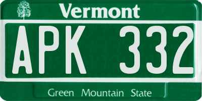 VT license plate APK332