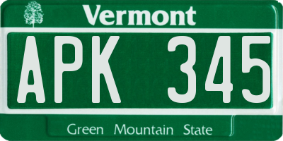 VT license plate APK345