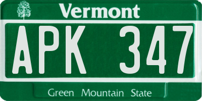 VT license plate APK347