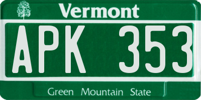 VT license plate APK353