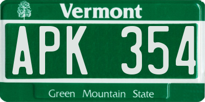 VT license plate APK354
