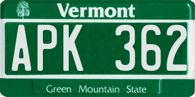 VT license plate APK362
