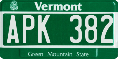 VT license plate APK382