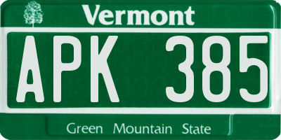 VT license plate APK385