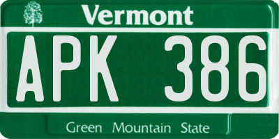 VT license plate APK386