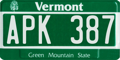 VT license plate APK387