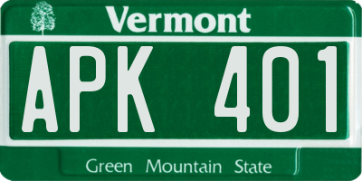 VT license plate APK401