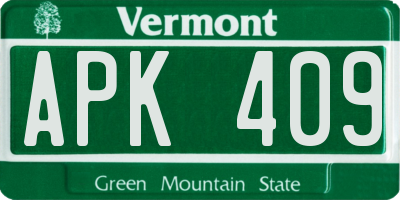 VT license plate APK409