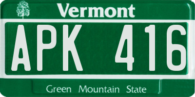 VT license plate APK416