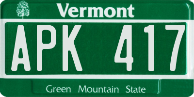 VT license plate APK417
