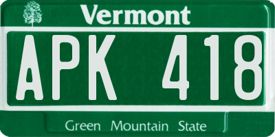 VT license plate APK418