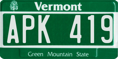 VT license plate APK419
