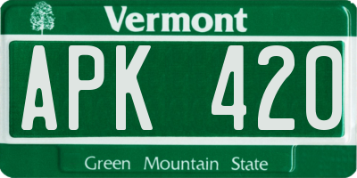 VT license plate APK420