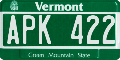 VT license plate APK422