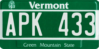 VT license plate APK433