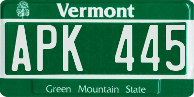VT license plate APK445