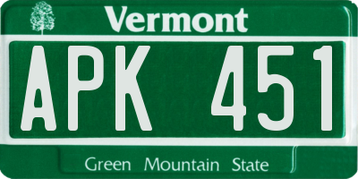 VT license plate APK451