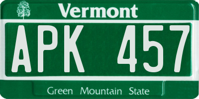 VT license plate APK457