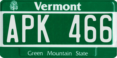 VT license plate APK466