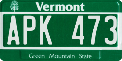 VT license plate APK473