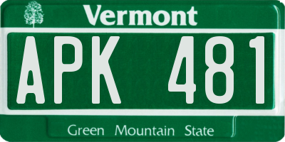 VT license plate APK481