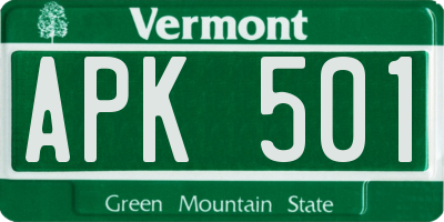 VT license plate APK501