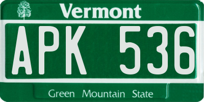 VT license plate APK536
