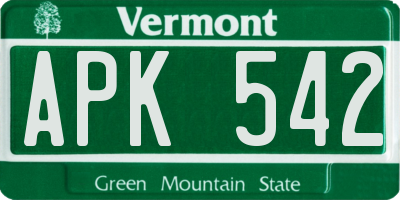 VT license plate APK542