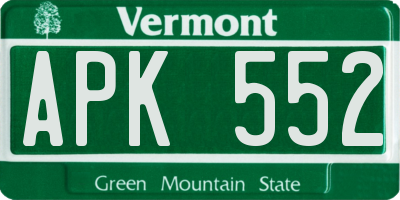 VT license plate APK552