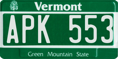 VT license plate APK553