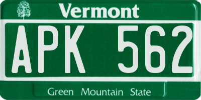 VT license plate APK562