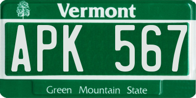VT license plate APK567