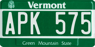 VT license plate APK575