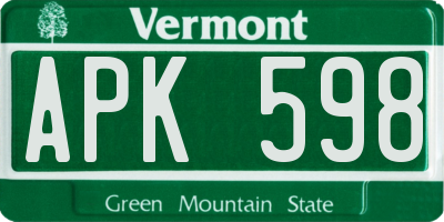 VT license plate APK598
