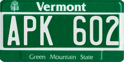 VT license plate APK602